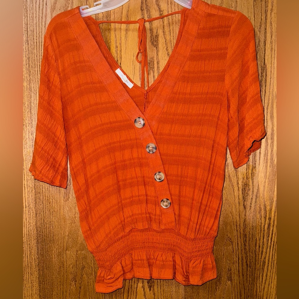 Orange Button-Down Women's Top